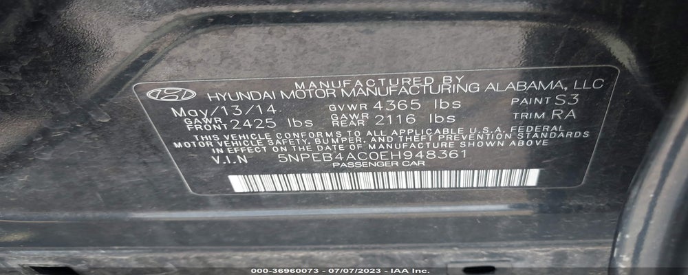 5NPEB4AC0EH948361 2014 HYUNDAI SONATA photo no. 9