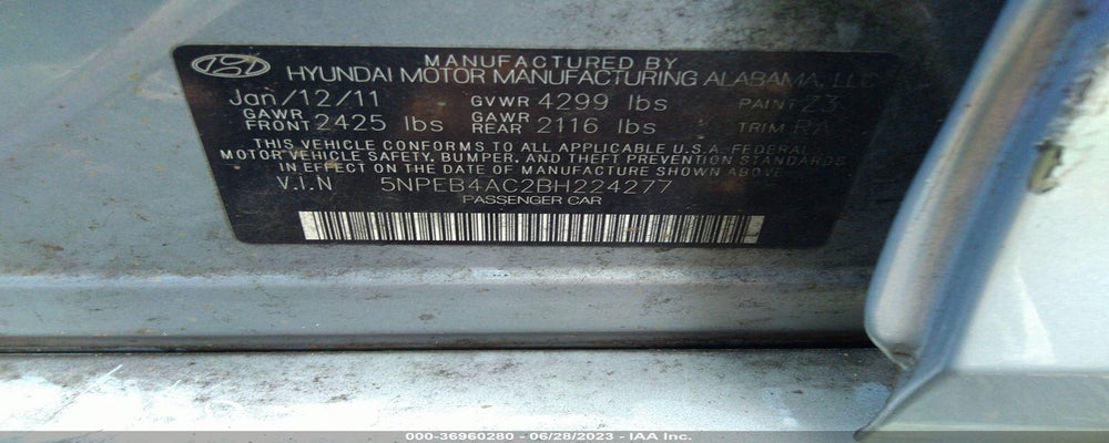 5NPEB4AC2BH224277 2011 HYUNDAI SONATA photo no. 9