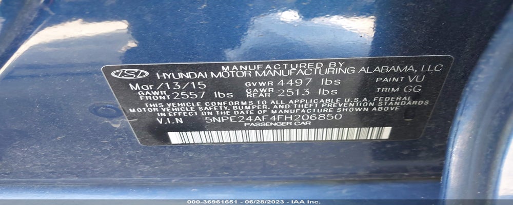 5NPE24AF4FH206850 2015 HYUNDAI SONATA photo no. 9