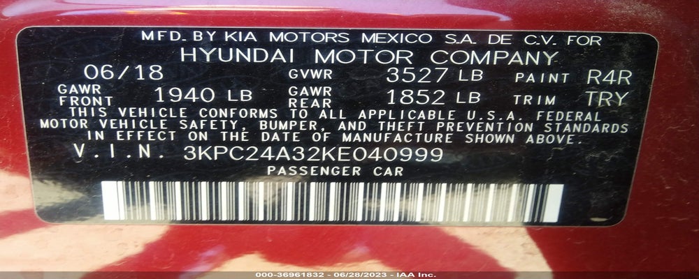 3KPC24A32KE040999 2019 HYUNDAI ACCENT photo no. 9