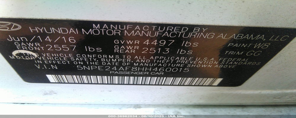 5NPE24AF8HH460015 2017 HYUNDAI SONATA photo no. 9