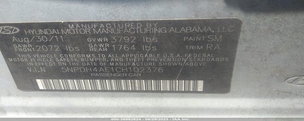 5NPDH4AE1CH102376 2012 HYUNDAI ELANTRA photo no. 9