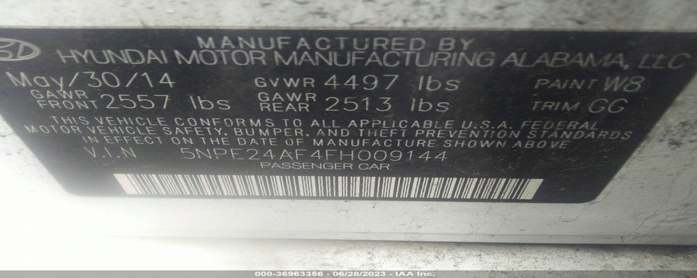 5NPE24AF4FH009144 2015 HYUNDAI SONATA photo no. 9