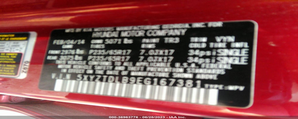 5XYZTDLB9EG167381 2014 HYUNDAI SANTA FE SPORT photo no. 9