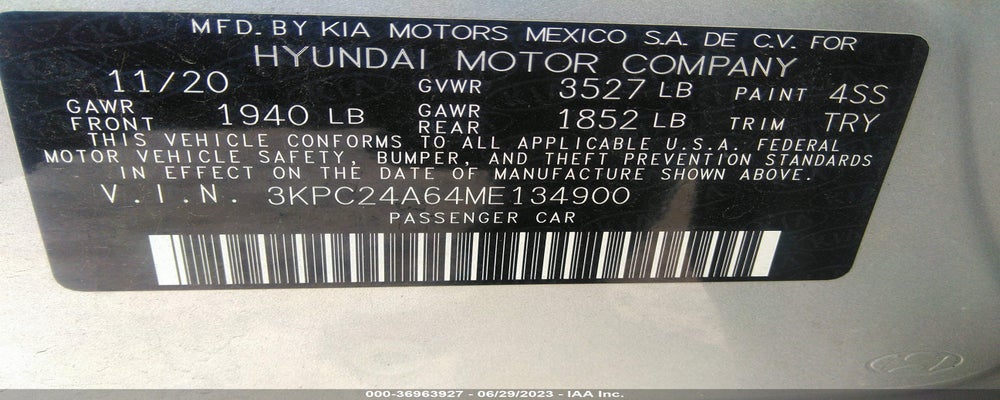3KPC24A64ME134900 2021 HYUNDAI ACCENT photo no. 9