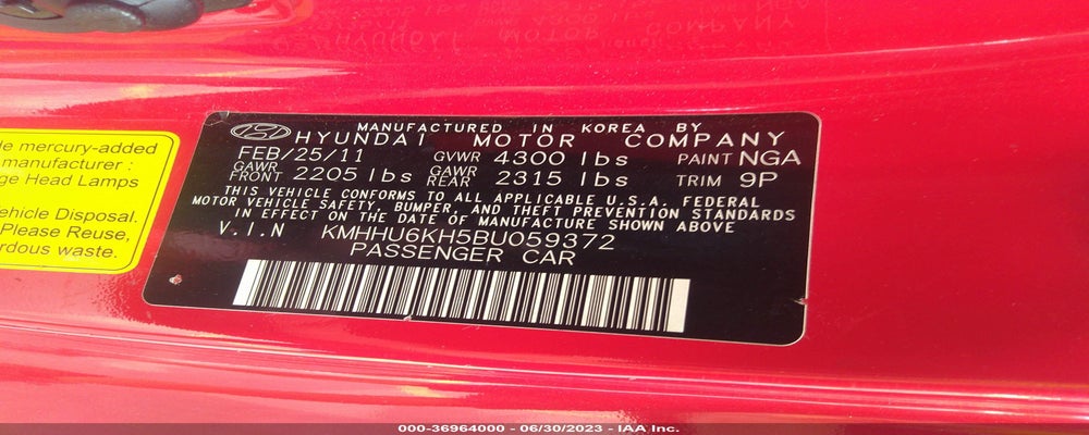 KMHHU6KH5BU059372 2011 HYUNDAI GENESIS COUPE photo no. 9