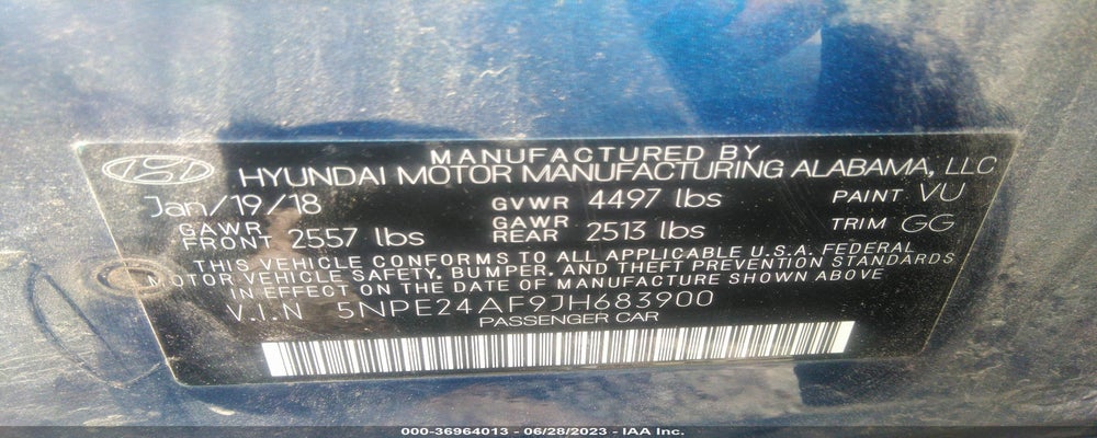 5NPE24AF9JH683900 2018 HYUNDAI SONATA photo no. 9