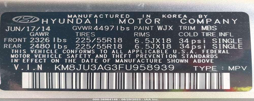 KM8JU3AG3FU958939 2015 HYUNDAI TUCSON photo no. 9