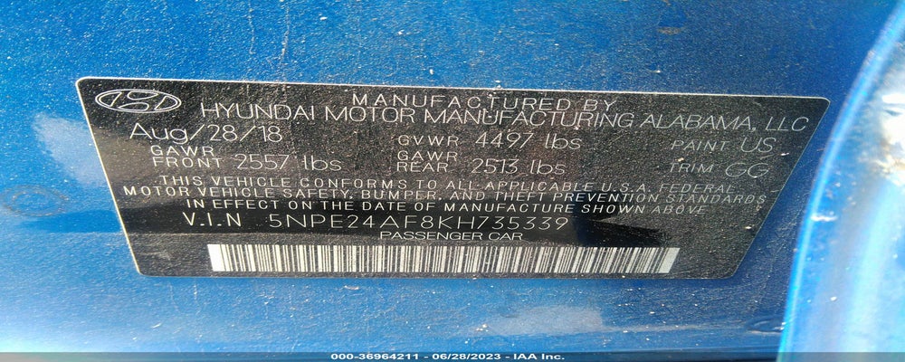 5NPE24AF8KH735339 2019 HYUNDAI SONATA photo no. 9