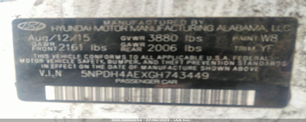 5NPDH4AEXGH743449 2016 HYUNDAI ELANTRA photo no. 9