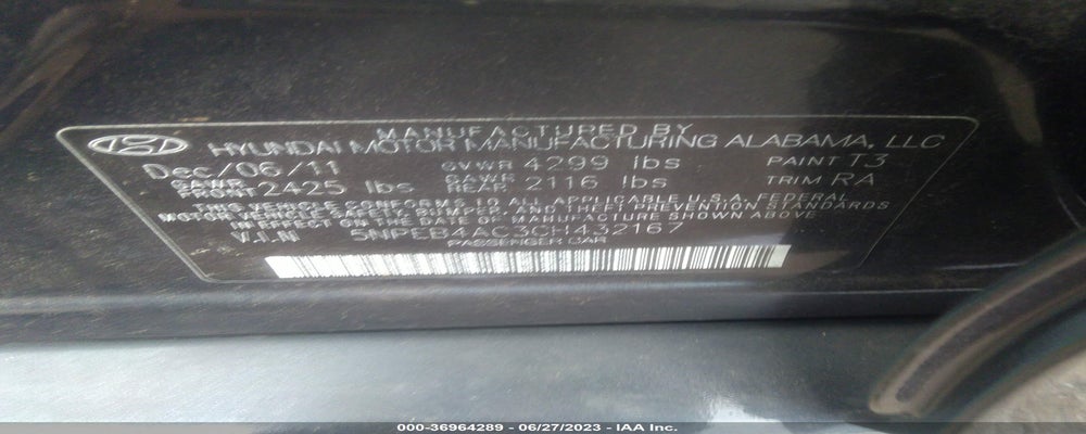 5NPEB4AC3CH432167 2012 HYUNDAI SONATA photo no. 9