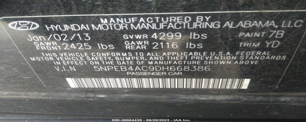 5NPEB4AC9DH668386 2013 HYUNDAI SONATA photo no. 9