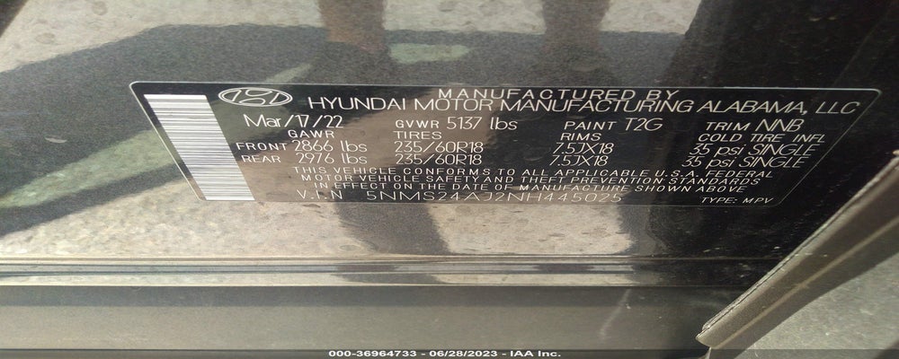 5NMS24AJ2NH445025 2022 HYUNDAI SANTA FE photo no. 9