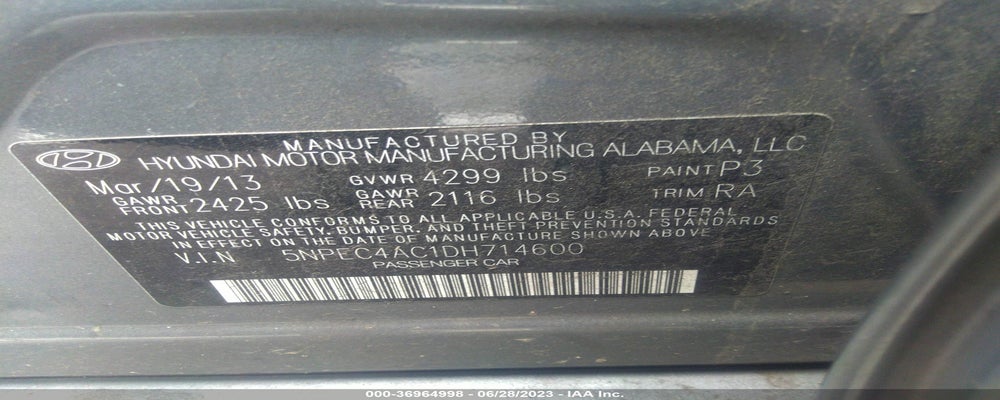 5NPEC4AC1DH714600 2013 HYUNDAI SONATA photo no. 9