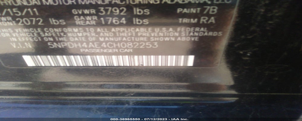 5NPDH4AE4CH082253 2012 HYUNDAI ELANTRA photo no. 9