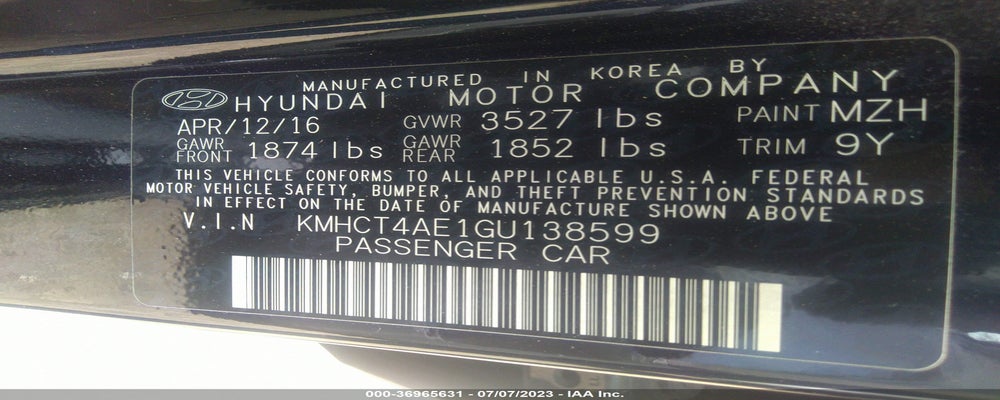 KMHCT4AE1GU138599 2016 HYUNDAI ACCENT photo no. 9