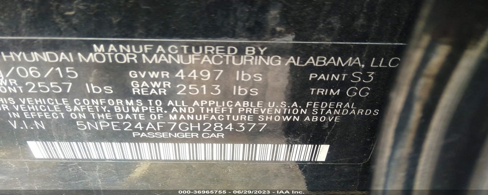 5NPE24AF7GH284377 2016 HYUNDAI SONATA photo no. 9