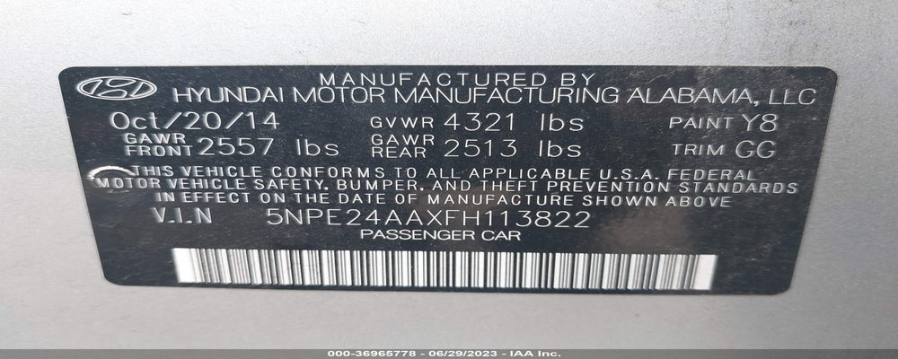 5NPE24AAXFH113822 2015 HYUNDAI SONATA photo no. 9