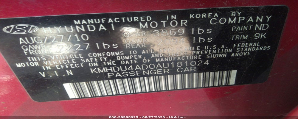 KMHDU4AD0AU181024 2010 HYUNDAI ELANTRA photo no. 9