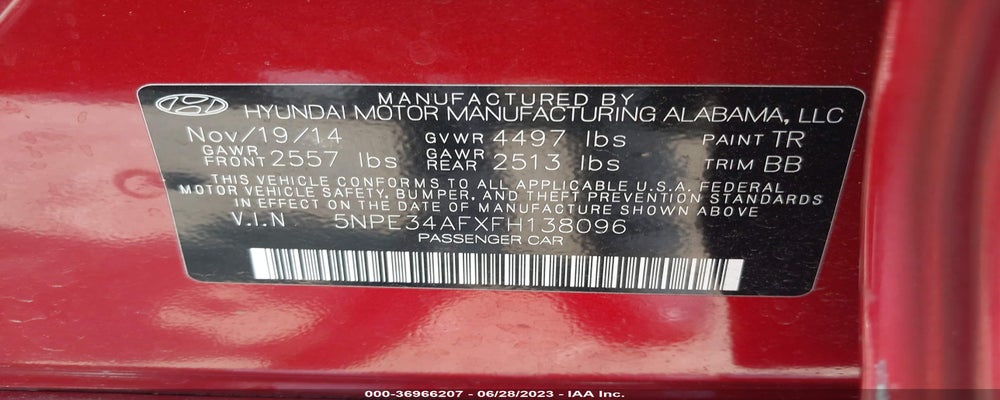 5NPE34AFXFH138096 2015 HYUNDAI SONATA photo no. 9