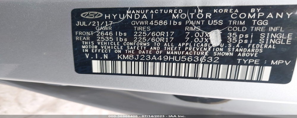 KM8J23A49HU563632 2017 HYUNDAI TUCSON photo no. 9