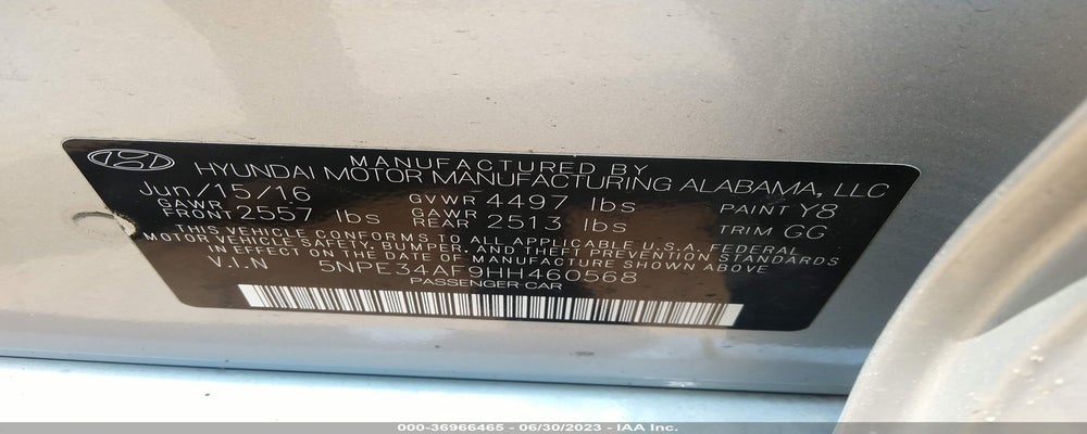 5NPE34AF9HH460568 2017 HYUNDAI SONATA photo no. 9