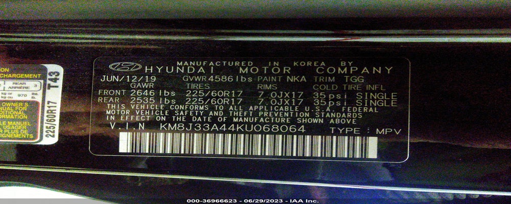 KM8J33A44KU068064 2019 HYUNDAI TUCSON photo no. 9