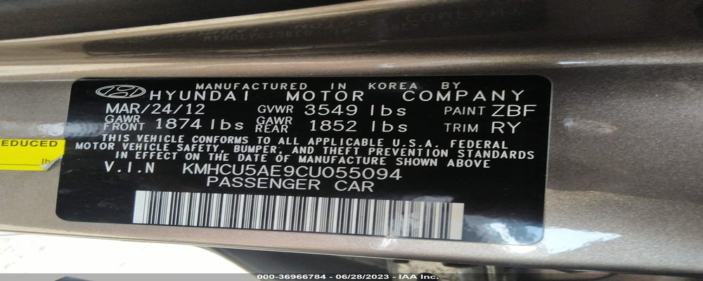 KMHCU5AE9CU055094 2012 HYUNDAI ACCENT photo no. 9