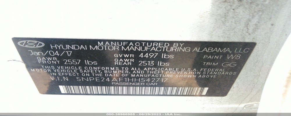5NPE24AF1HH542717 2017 HYUNDAI SONATA photo no. 9
