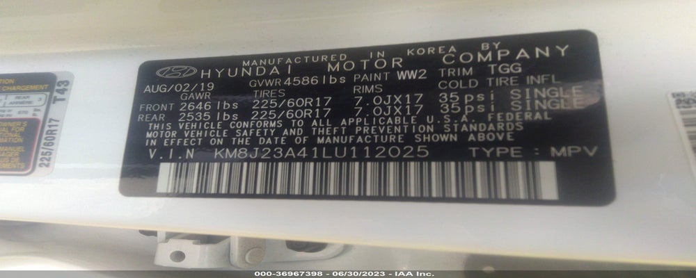 KM8J23A41LU112025 2020 HYUNDAI TUCSON photo no. 9
