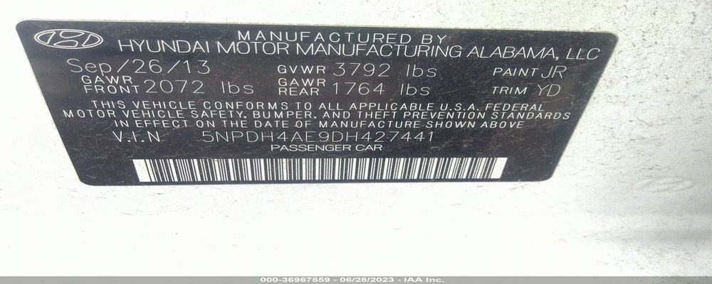 5NPDH4AE9DH427441 2013 HYUNDAI ELANTRA photo no. 9