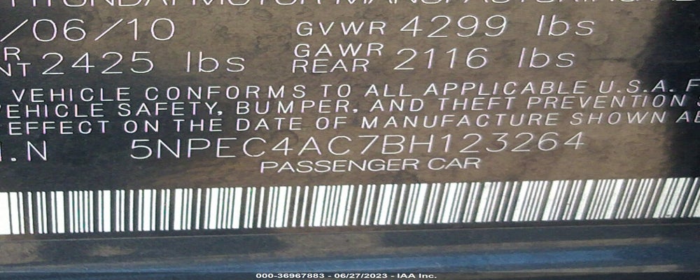 5NPEC4AC7BH123264 2011 HYUNDAI SONATA photo no. 9