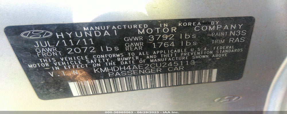 KMHDH4AE2CU245113 2012 HYUNDAI ELANTRA photo no. 9