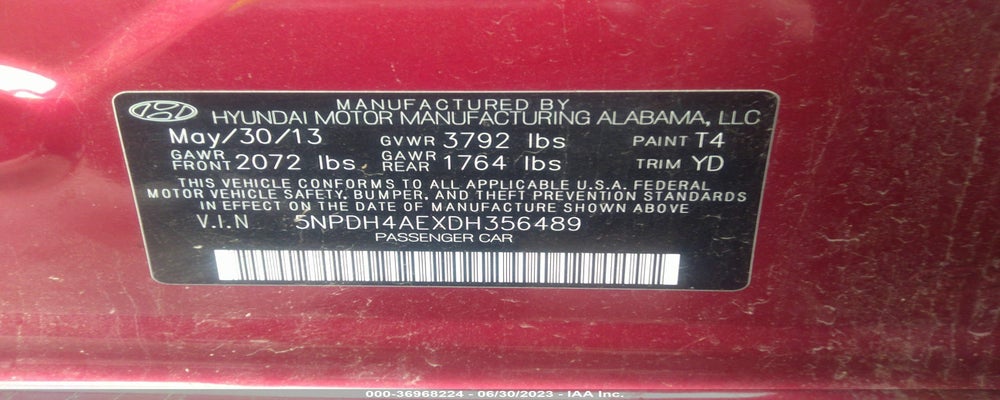 5NPDH4AEXDH356489 2013 HYUNDAI ELANTRA photo no. 9