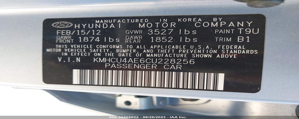 KMHCU4AE6CU228256 2012 HYUNDAI ACCENT photo no. 9