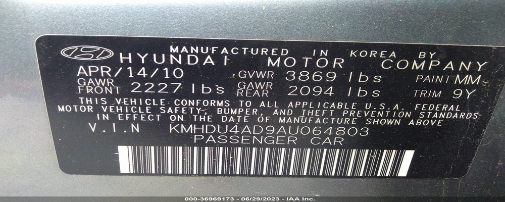 KMHDU4AD9AU064803 2010 HYUNDAI ELANTRA photo no. 9