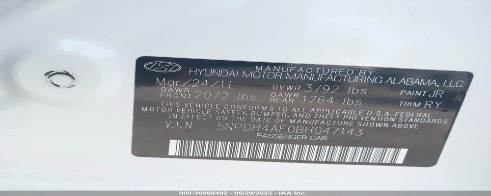 5NPDH4AE0BH047143 2011 HYUNDAI ELANTRA photo no. 9