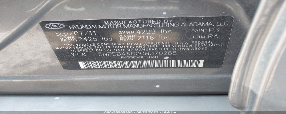 5NPEB4AC0CH370288 2012 HYUNDAI SONATA photo no. 9