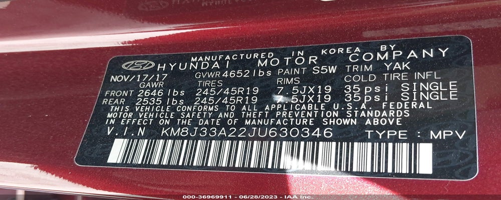 KM8J33A22JU630346 2018 HYUNDAI TUCSON photo no. 9