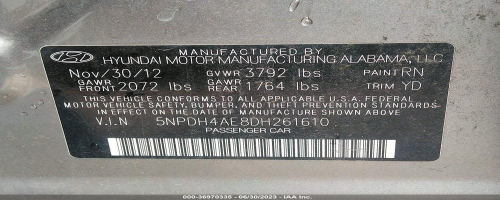 5NPDH4AE8DH261610 2013 HYUNDAI ELANTRA photo no. 9