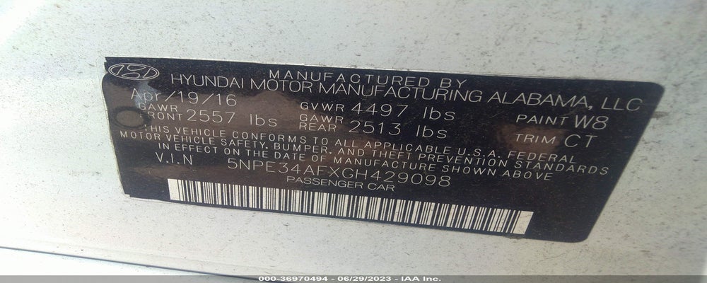 5NPE34AFXGH429098 2016 HYUNDAI SONATA photo no. 9