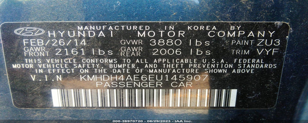 KMHDH48E6EV145907 2014 HYUNDAI ELANTRA photo no. 9