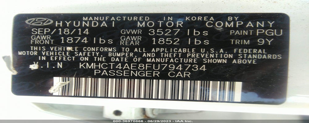 KMHCT4AE8FU794734 2015 HYUNDAI ACCENT photo no. 9