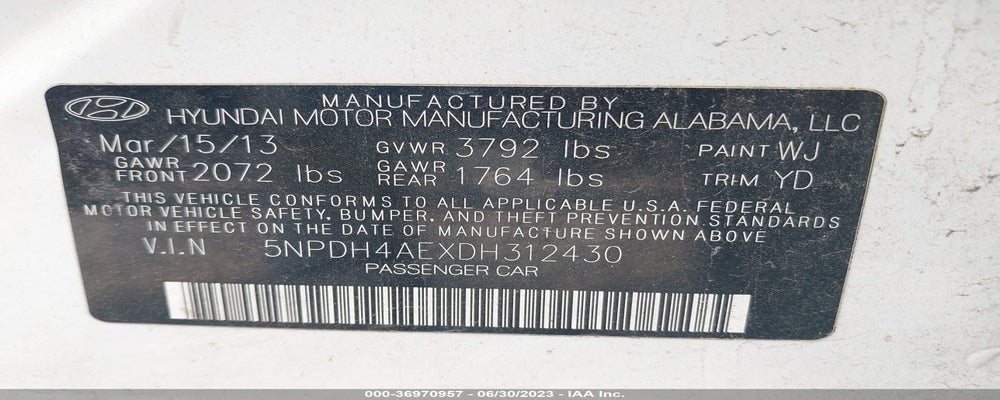 5NPDH4AEXDH312430 2013 HYUNDAI ELANTRA photo no. 9