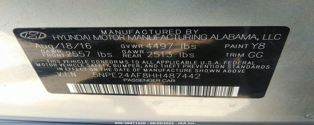 5NPE24AF8HH487442 2017 HYUNDAI SONATA photo no. 9