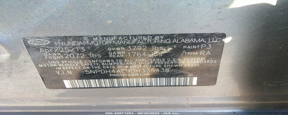 5NPDH4AE9DH335438 2013 HYUNDAI ELANTRA photo no. 9