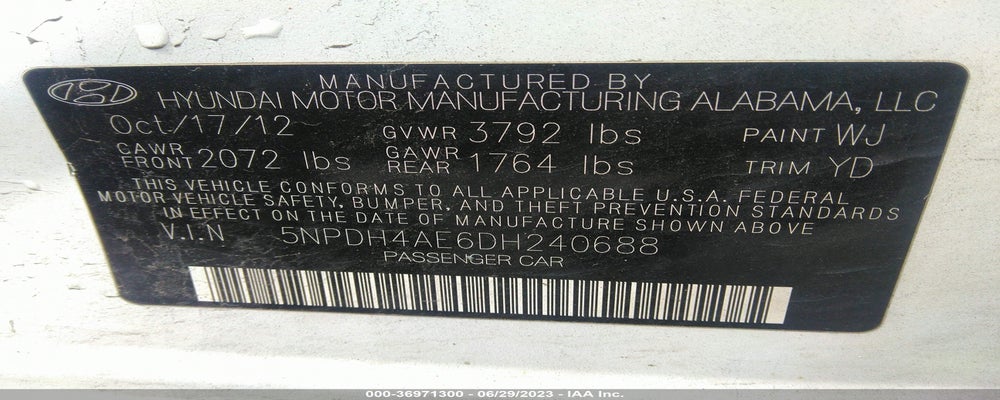 5NPDH4AE6DH240688 2013 HYUNDAI ELANTRA photo no. 9