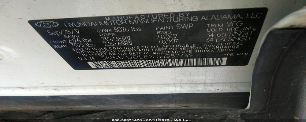 5NMZUDLBXJH082739 2018 HYUNDAI SANTA FE SPORT photo no. 9