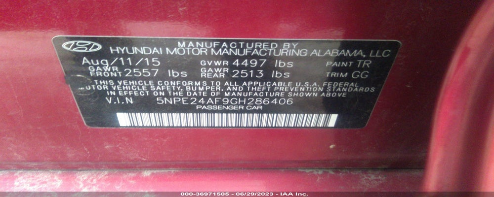 5NPE24AF9GH286406 2016 HYUNDAI SONATA photo no. 9