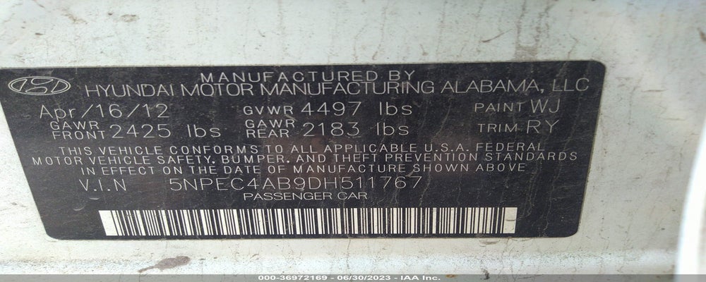 5NPEC4AB9DH511767 2013 HYUNDAI SONATA photo no. 9